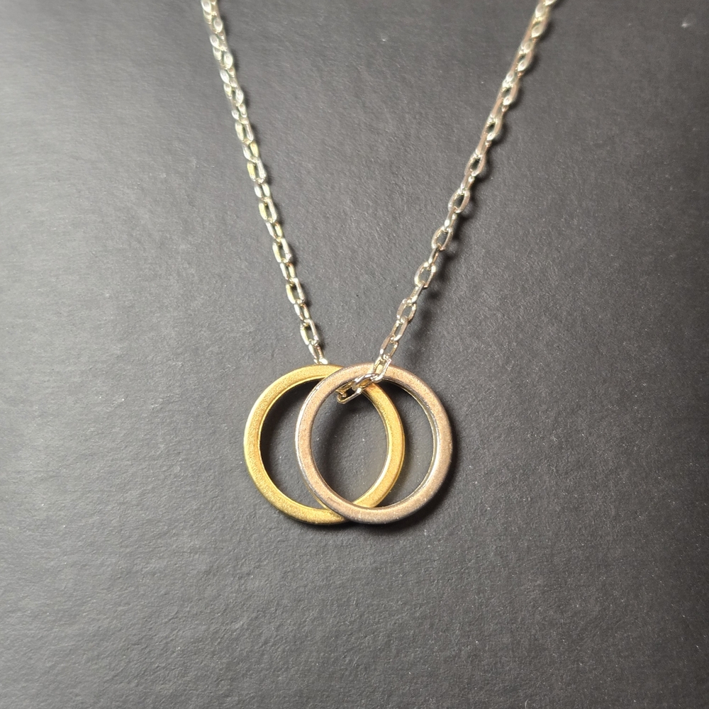 Double Rings Two Tone Necklace JEWLR - Picture 3 of 3